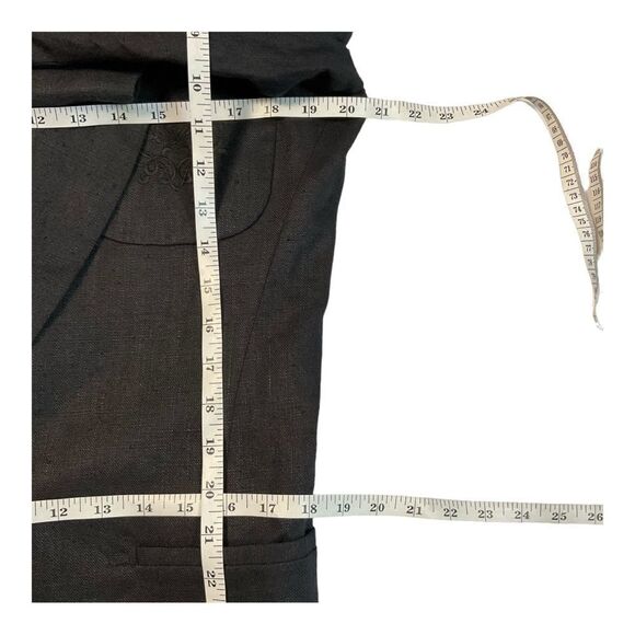 Harris Wallace Women's Vintage Black 100% Linen Blazer Jacket Size Petite - Picture 10 of 13